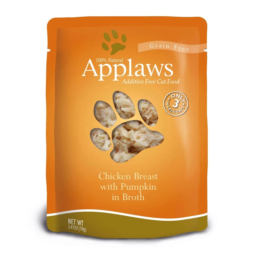 APPLAWS, Hühnerbrust und Zucchini, Sachet Nassfutter für Katzen, (in Suppe), 70g
