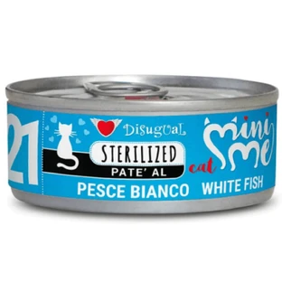 DISUGUAL Mini Me Sterilized, Pescado blanco, comida húmeda en lata sin cereales para gatos esterilizados, (paté), 85g