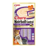 INABA Churu Churu Hairball Control, Tuna, sachet, tube, grain-free cat rewards, hairball control, (puree), 56g