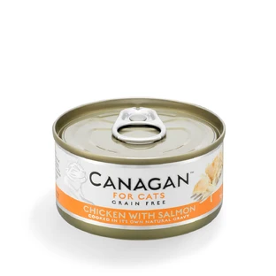 CANAGAN, Huhn und Lachs, getreidefreies Nassfutter in Dosen für junge und ausgewachsene Katzen, (im eigenen Saft), 75g