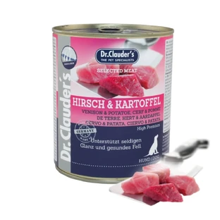 DR. CLAUDER'S Selected Meat, XS-XL, Deer and Potatoes, canned grain-free moist dog food, (in its own juice), 800g