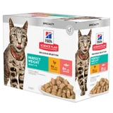 HILL'S Science Plan Perfect Weight, Huhn und Lachs, Beutel mit feuchtem Katzenfutter, Fettleibigkeit, (in Sauce), bax, 85g x 12pcs