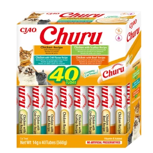 INABA Churu Churu Creamy Varieties, Kip, graanvrije beloning box katten, (puree), 560g