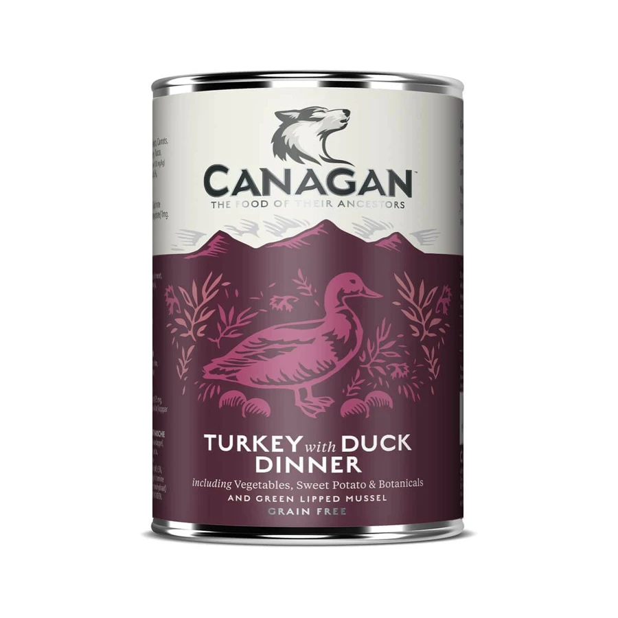 CANAGAN Turkey & Duck Dinner, XS-XL, Turkey and Duck, canned grain-free wet food for junior & adult dogs, (in soup), 400g