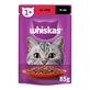 WHISKAS, Ternera, sobre comida húmeda para gatos, (en salsa), 85g