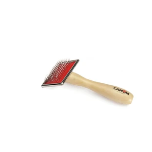 CAMON Bürste mit Holzgriff, L, Hundebürste, 6x12cm