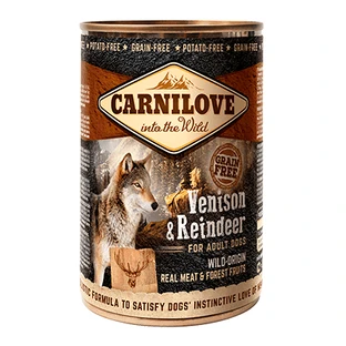 CARNILOVE, Deer and Reindeer, canned grain-free wet dog food, (in aspic), 400g