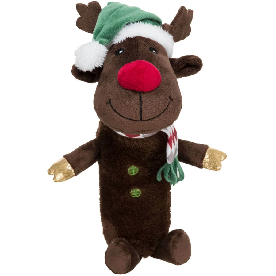 TRIXIE Reno de Navidad con Fosters, peluche perros XS-XL, actividades físicas, poliéster, marrón y rojo, 45cm