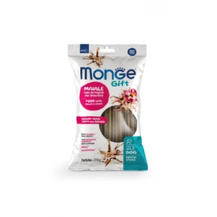 MONGE Gift Puppy&Junior Medium und Maxi Dental Sticks, M-XL, Schwein und Teufelskralle, funktioneller getreidefreier Belohnungsbeutel für junge Hunde, 210g