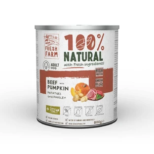 FRESH FARM Coarse, XS-XL, Beef and pumpkin, canned grain-free moist dog food, (pate), 800g