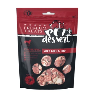 PET'S DESSERT Soft, XS-XL, Rindfleisch und Kabeljau, getreidefreier Belohnungsbeutel für Hunde, 80g