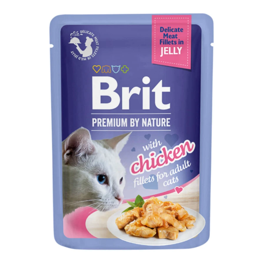 BRIT Premium by Nature Delicate File, Pollo, sobre comida húmeda para gatos, (en aspic), 85g