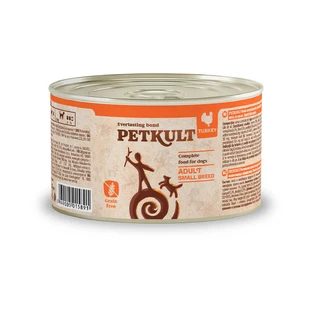 PETKULT Grain Free Mini Adult, Turkey, canned grain free wet food for dogs, 185g