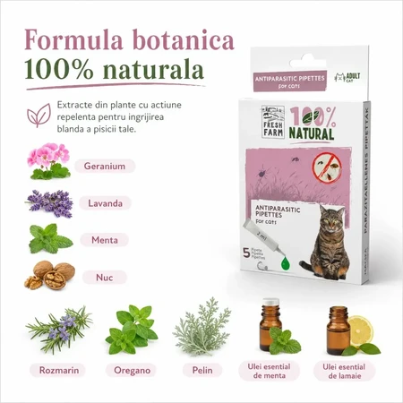 FRESH FARM, natuurlijke uitwendige ontworming voor katten, afweer pipet, 2ml x 5st