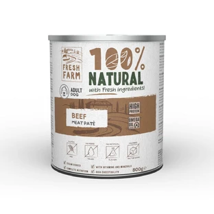 FRESH FARM Smooth, XS-XL, Carne de vacuno, comida húmeda en lata, (paté), 800g