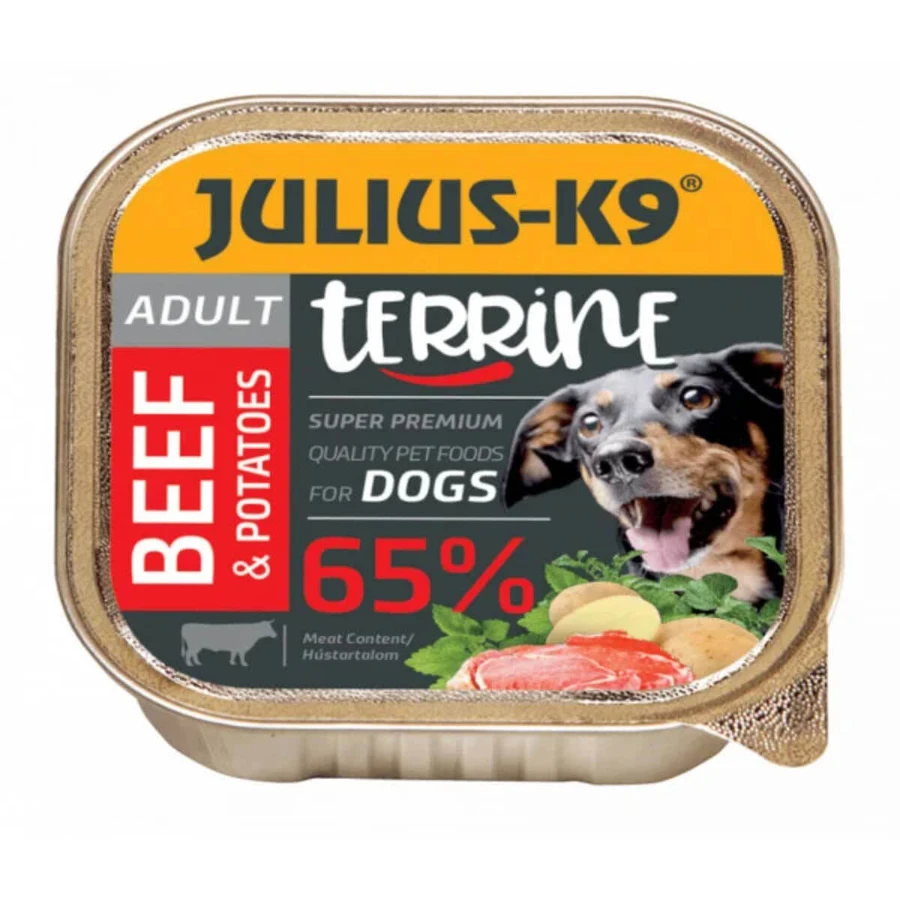 JULIUS-K9 Terrine, XS-S, boeuf et pommes de terre, nourriture humide pour chien, (pâté), 150g