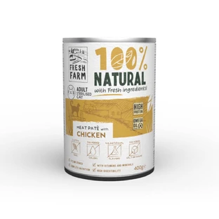 FRESH FARM Smooth Sterilized, Kip, natvoer in blik voor gesteriliseerde katten, (pate), 400g