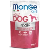 MONGE Grill, XS-XL, ternera, sobre de comida húmeda para perros, (en su propio jugo), 100g