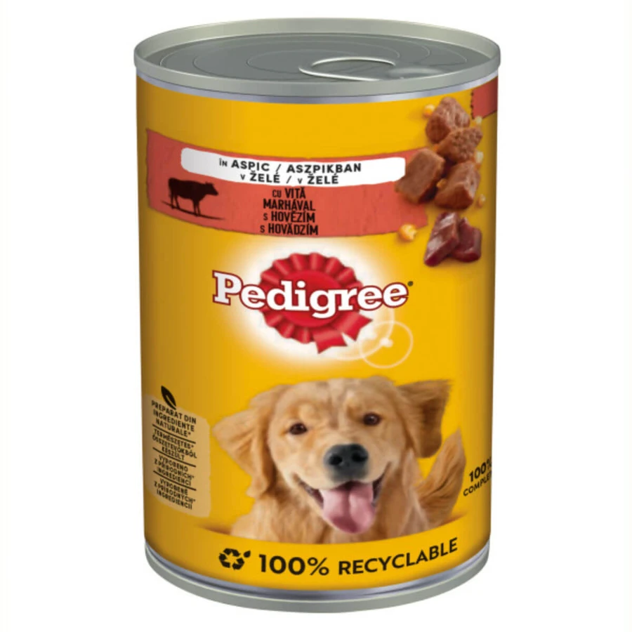 PEDIGREE, XS-XL, Ternera y Aves, comida húmeda en lata, (en aspic), 400g