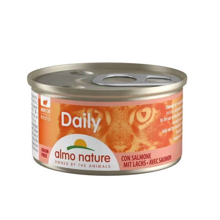 ALMO NATURE Daily Cat, Zalm, graanvrij natvoer in blik, (pate), 85g