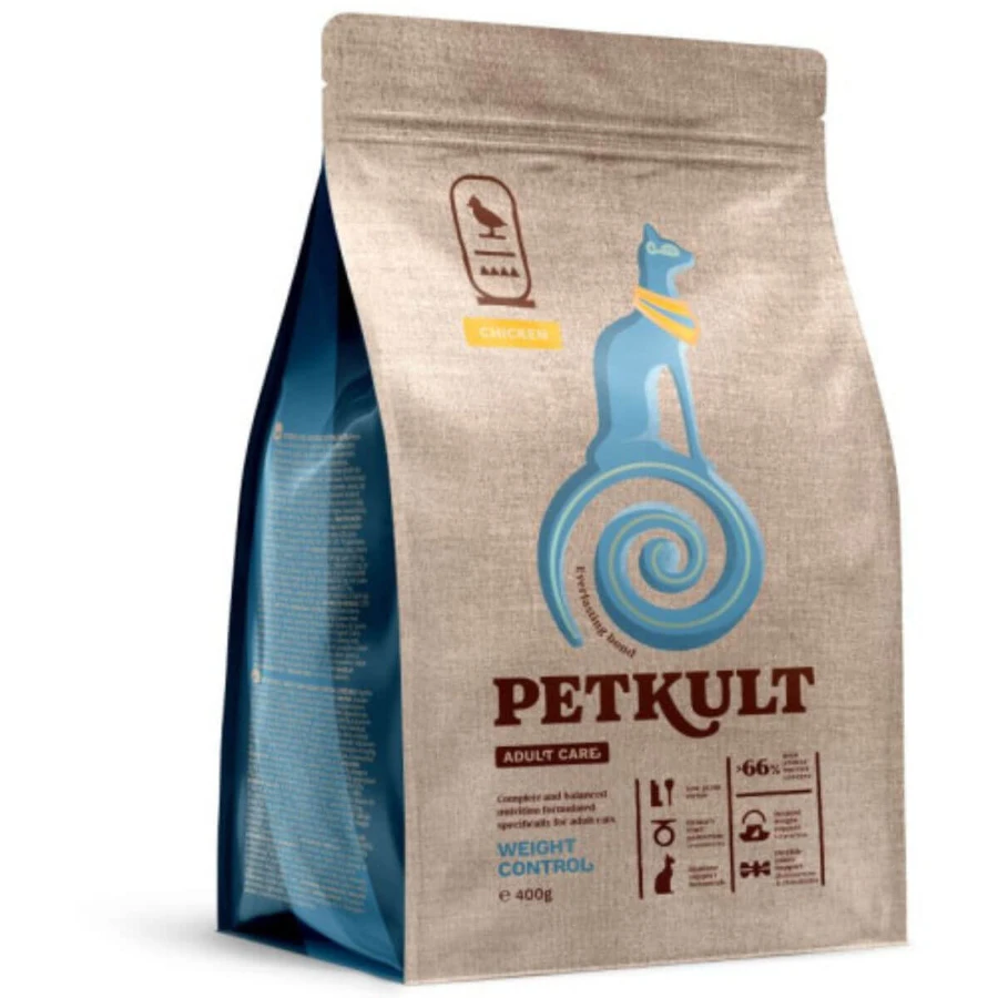 PETKULT Adult Care Weight Control, Chicken, croquettes pour chat, obésité, 400g