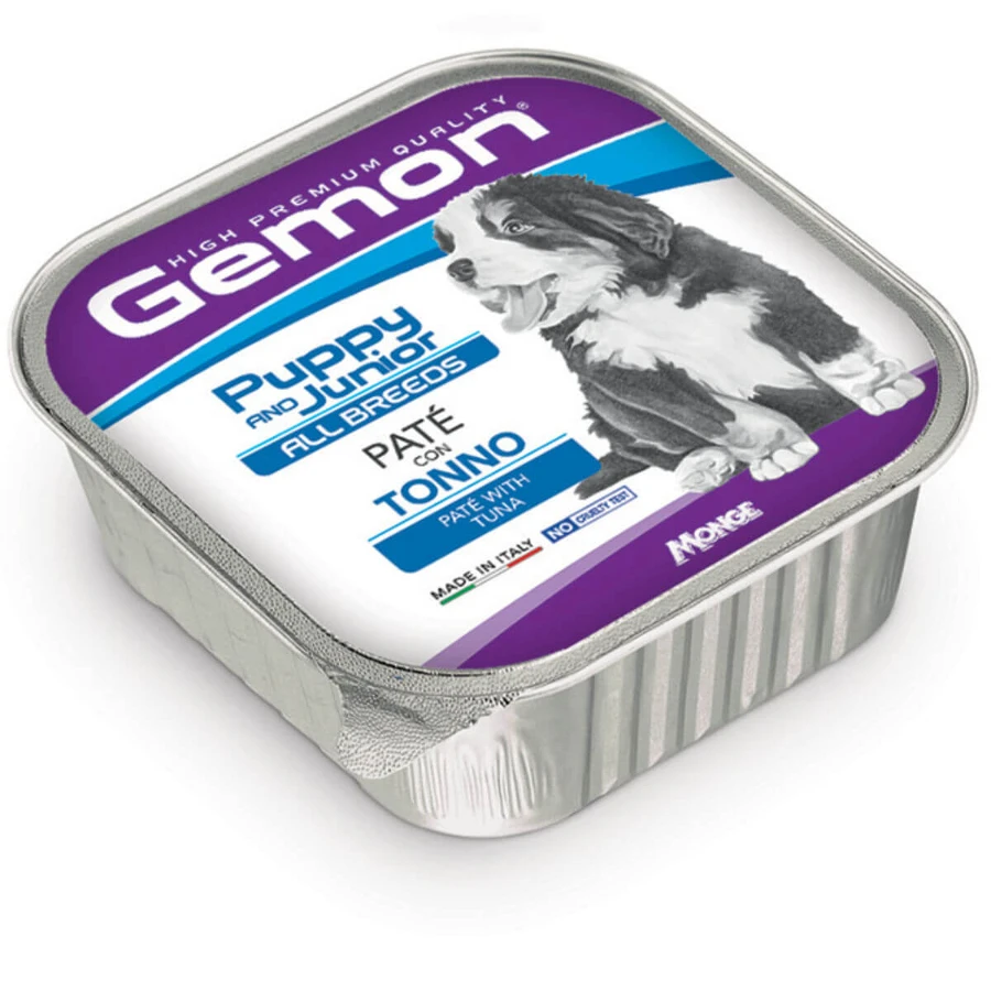 GEMON All Breeds Puppy and Junior, XS-XL, Tuna, canned grain-free wet food for junior dogs, (pate), 150g