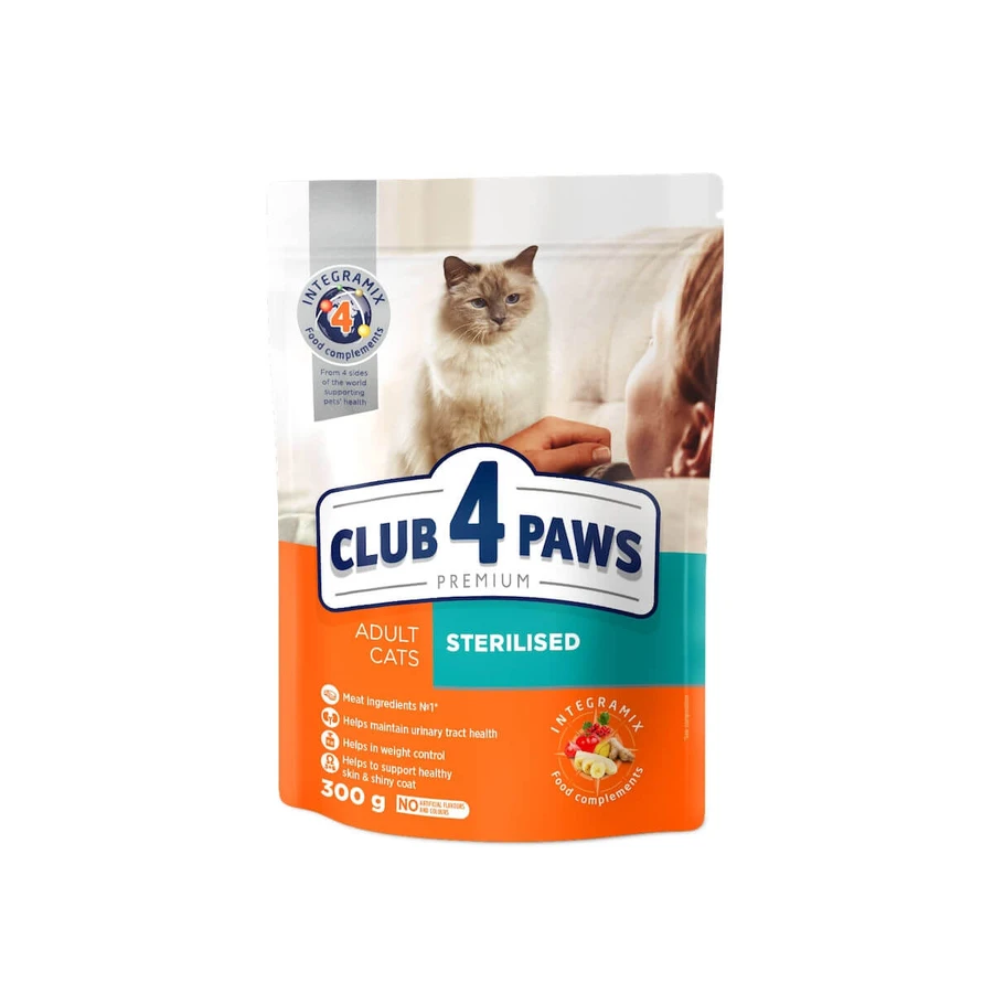 CLUB 4 PAWS Premium Sterilized, Chicken, dry food for sterilized cats, 300g