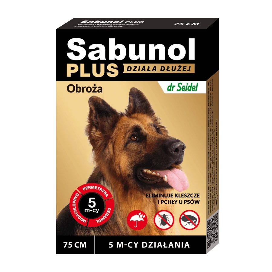 SABUNOL PLUS, uitwendige ontworming honden, halsband, L-XL(25 - 50kg), 75 cm, bruin, 1pc