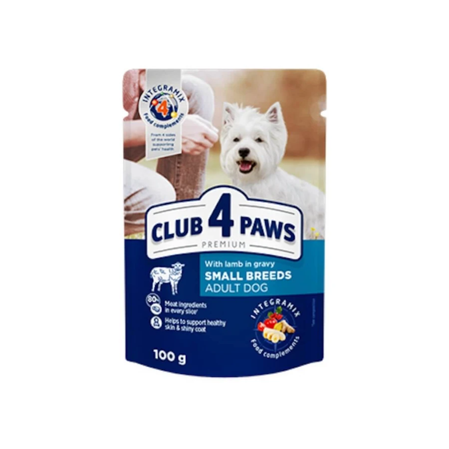 CLUB 4 PAWS Premium, XS-S, Agneau, sachet de nourriture humide pour chiens, (en sauce), 100g