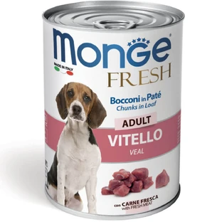 MONGE Fresh, XS-XL, Kalb, Nassfutter in Dosen, (im eigenen Saft), 400g