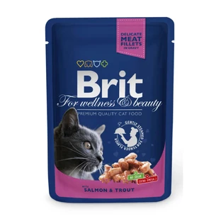BRIT Premium, Salmón y Trucha, sobre comida húmeda para gatos, (en salsa), 100g