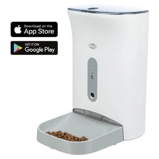 TRIXIE Smart TX820, mangeoire automatique pour chiens et chats, 1 bol carré, programmable, application mobile, plastique, blanc et gris, XS-S(4.5l, ⌀1.5cm, 38x19cm)