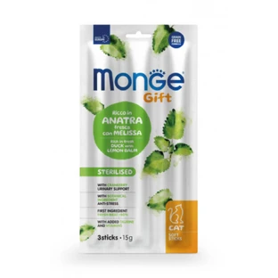 MONGE MONGE Gift Sterilized Soft Sticks, Duck, functional grain-free reward pouch for sterilized cats, 15g