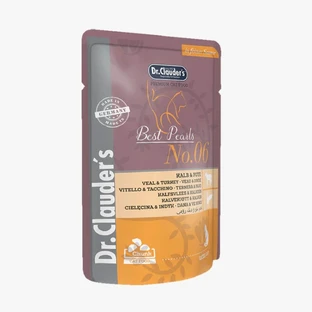 DR. CLAUDER'S, Kalbfleisch und Truthahn, Beutel Katzenfutter, (in Sauce), 100g
