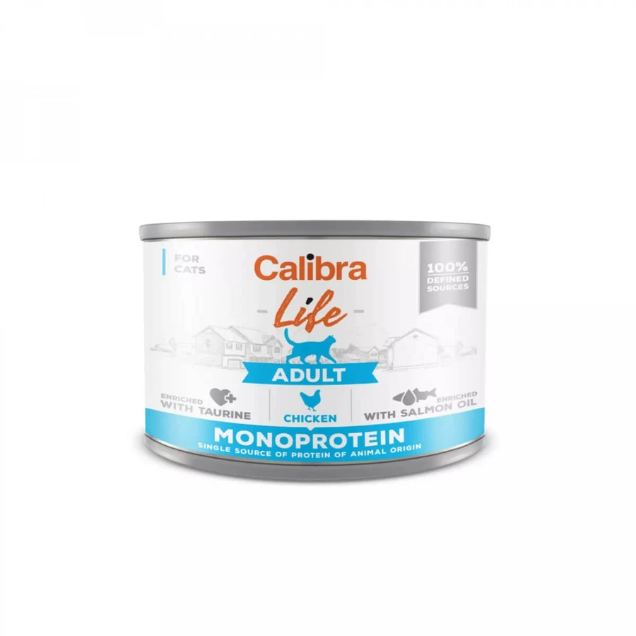 CALIBRA Life, Huhn, Dosenfutter mit nur einem Protein, getreidefreies Feuchtfutter für Katzen, (Pastete), 200g