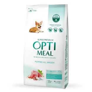 OPTIMEAL Junior, XS-XL, Dinde, croquettes pour chiens juniors, 1.5kg