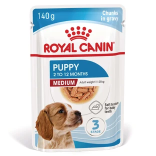 ROYAL CANIN Medium Puppy, comida húmeda perros junior, (en salsa), 140g
