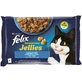 PURINA Felix Sensations, 2 flavors (Salmon and Pastrav), mixed pack, sachet wet cat food, (in aspic), 85g x 4