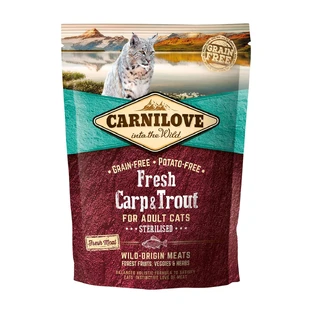 CARNILOVE Fresh Sterilized, Karpfen und Forelle, getreidefreies Trockenfutter für sterilisierte Katzen, 400g