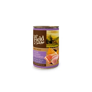SAM'S FIELD True Meat, XS-XL, Zalm en Kip, ingeblikt graanvrij nat hondenvoer, (in aspic), 400g