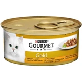 PURINA Gourmet Gold, Pollo e Fegato, cibo umido per gatti in scatola, (pezzi in salsa), 85g