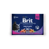 BRIT Premium Multipack Fish Plate, 2 flavors, mixed pack, sachet wet cat food, (in sauce), 100g x 4