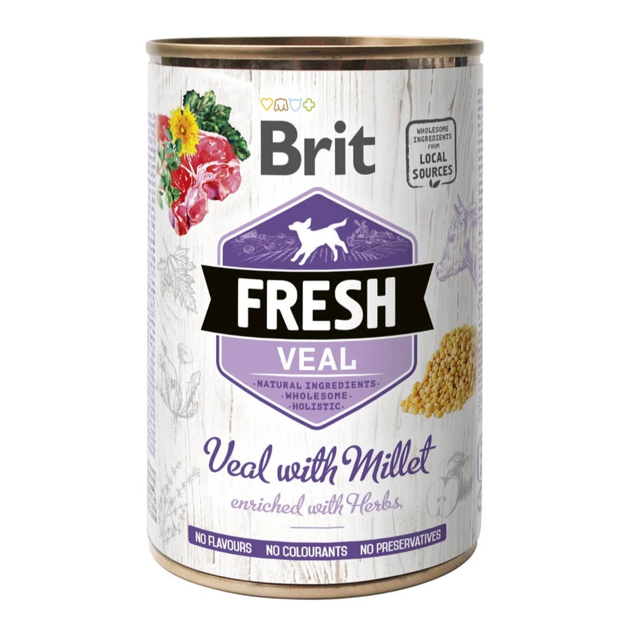 BRIT Fresh, Calf with Mei, nourriture humide en conserve sans céréales pour chiens, (en aspic), 400g