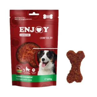 ENJOY Carnivore Chompin Chompin Bones, XS-XL, Honig und Reis, Hundebelohnungsbeutel, 100g