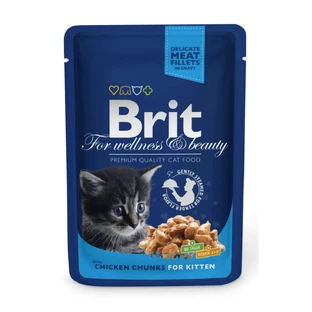 BRIT Premium Kitten, Huhn, Sachet Nassfutter für junge Katzen, (in Sauce), 100g