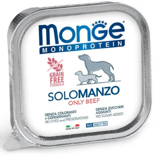 MONGE Monoprotein, XS-XL, Beef, tray, single protein grain-free wet food for dogs, (paté), 150g