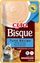 INABA Ciao Bisque, Atún, sobre de comida húmeda sin cereales para gatos, (puré), 40g