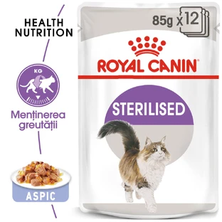 ROYAL CANIN Sterilized Adult Nassfutter für sterilisierte Katzen (in Aspik), 85g