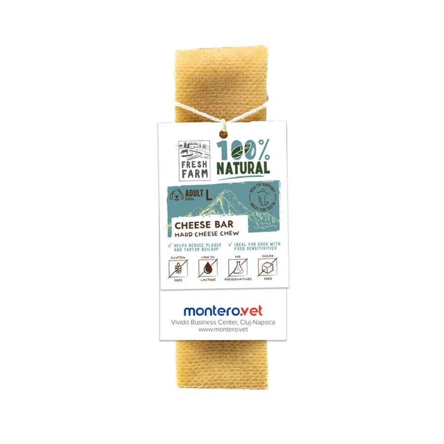 FRESH FARM Cheese Bar Treats Perros Grandes, L, Queso, golosinas para perros sin cereales, 100g