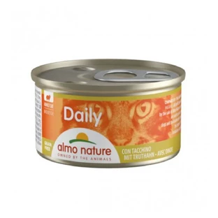 ALMO NATURE Daily Cat, Pavo, comida húmeda en lata sin cereales, (paté), 85g